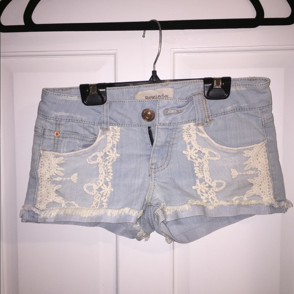 Jean Shorts W/ Lace Pockets